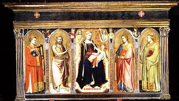 Taddeo Gaddi:Madonna and Child Enthroned with Saints c1340-16x12"(A3) Poster