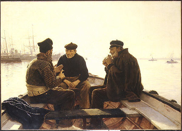 Dionisio Baixeras y Verdaguer:Boatmen of Barcelona 1886-16x12"(A3) Poster