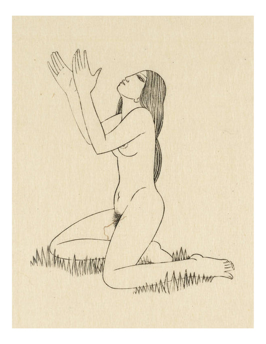 Earth Waiting 1926, vintage art by Eric Gill, 12x8"(A4) Poster Print