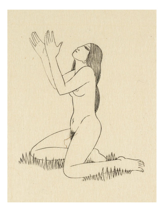 Earth Waiting (Female Nude) 1926, vintage art by Eric Gill, 12x8"(A4) Poster Print