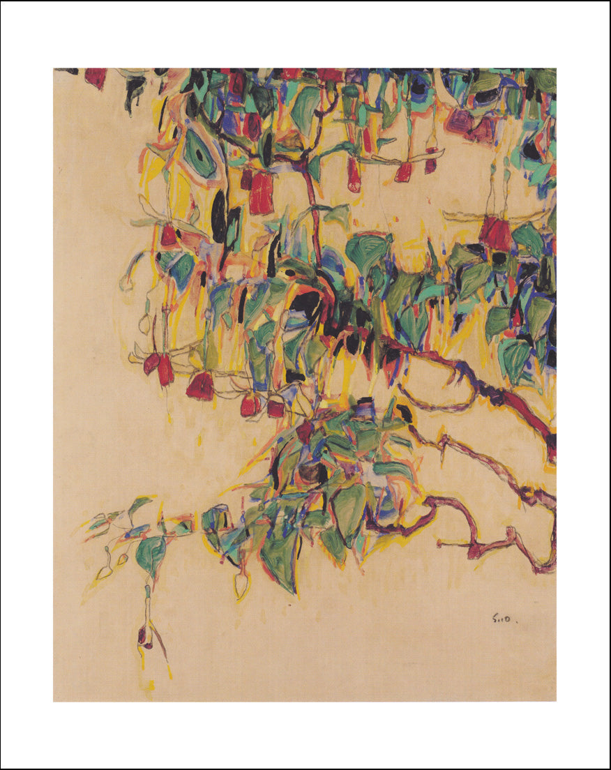  _-_-_ 1910 by Egon Schiele, 12x8" (A4) Poster Print sun tree _