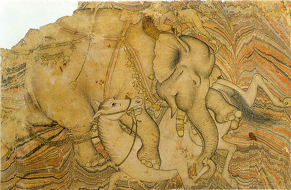 :Elephant Trampling a Horse mid 17th century-16x12"(A3) Poster
