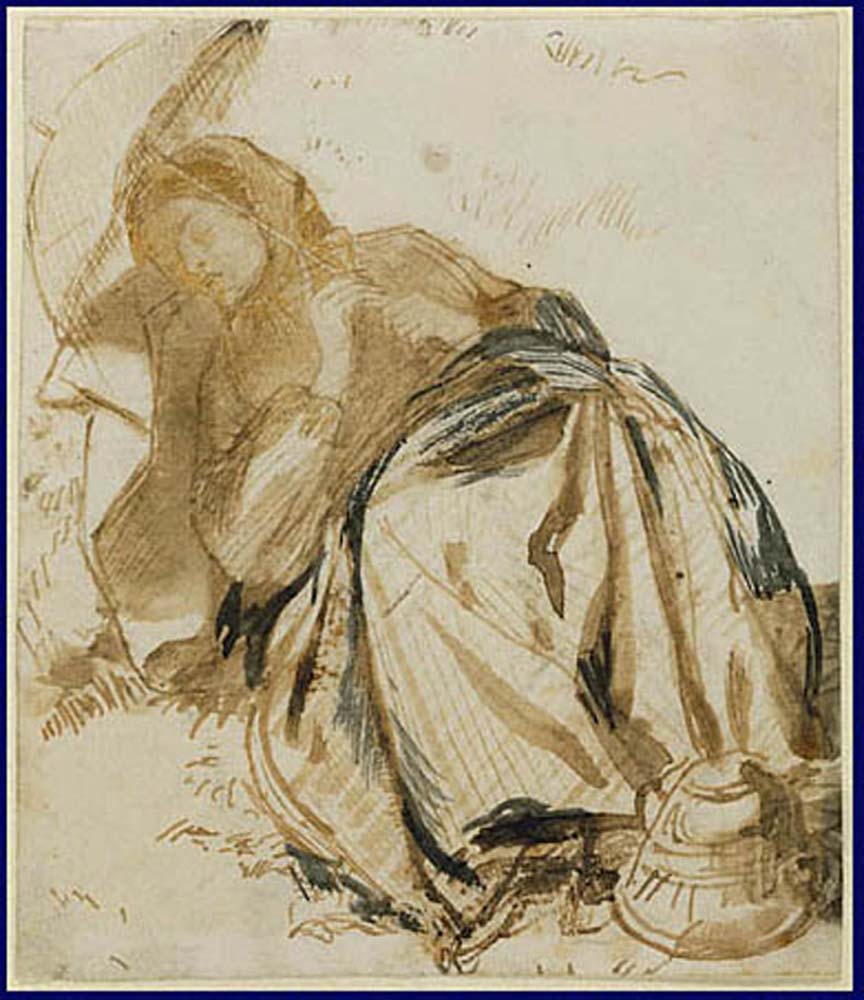 Elizabeth Siddal, 1852-55 by Dante Gabriel Rossetti, English Pre-Raphaelite Painter,16x12"(A3) Poster Print