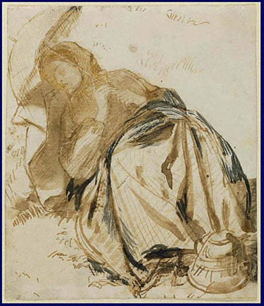 Elizabeth Siddal, 1852-55 by Dante Gabriel Rossetti, English Pre-Raphaelite Painter,16x12"(A3) Poster Print
