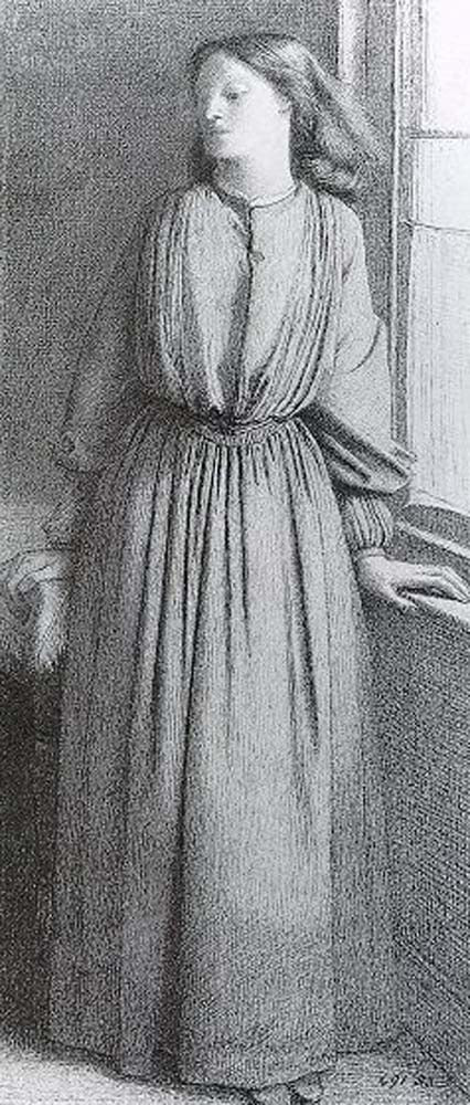 Elizabeth Siddal Standing at Window, 1854 by Dante Gabriel Rossetti, English Pre-Raphaelite Painter,12x8"(A4) Poster Print