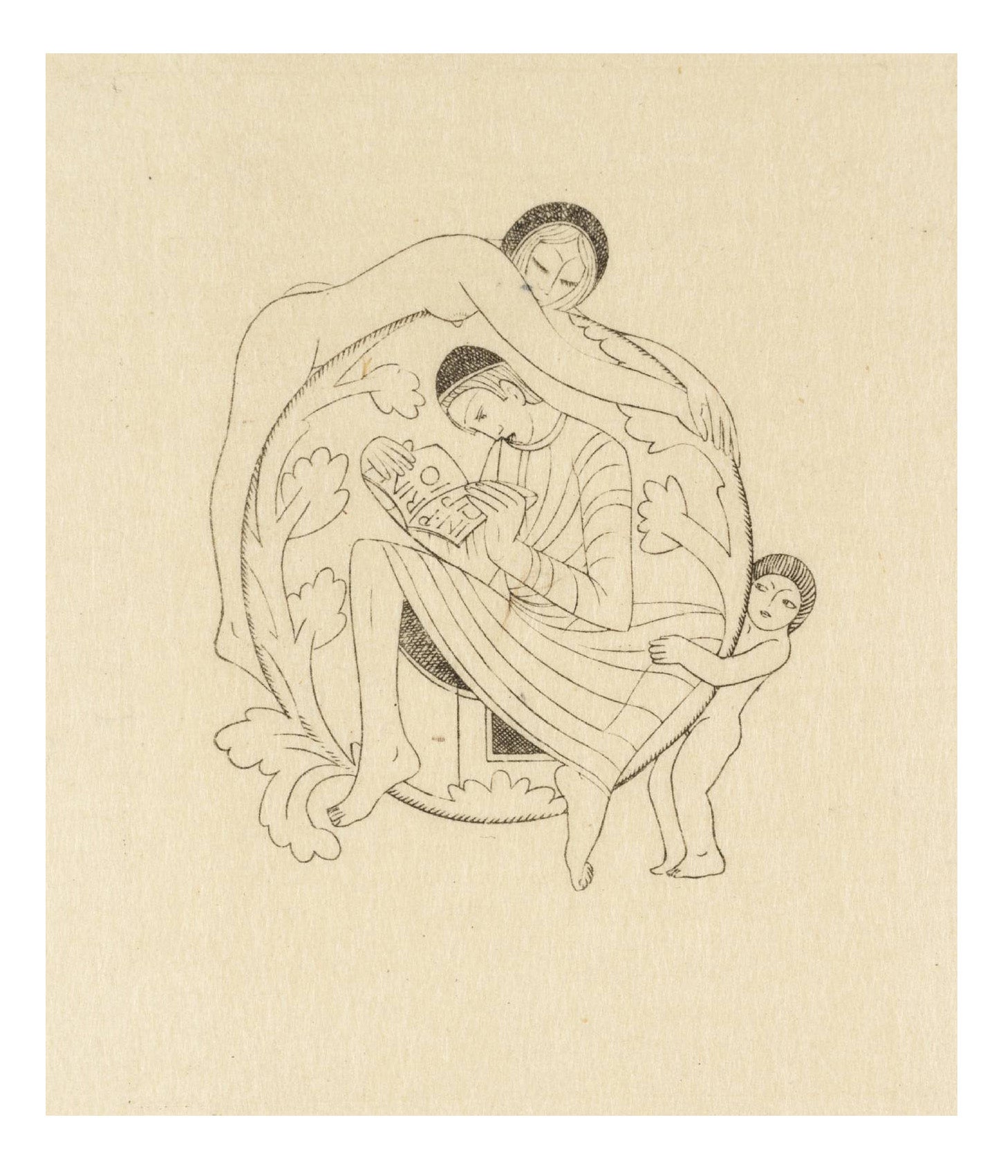 Family Sphere, vintage art by Eric Gill, 12x8"(A4) Poster Print