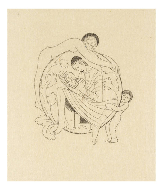 Family Sphere, vintage art by Eric Gill, 12x8"(A4) Poster Print
