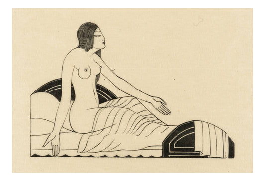 Nude in Bed, vintage art by Eric Gill, 12x8"(A4) Poster Print