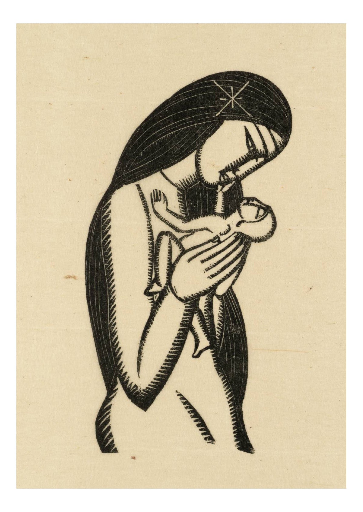 Virgin Baby, vintage art by Eric Gill, 12x8"(A4) Poster Print