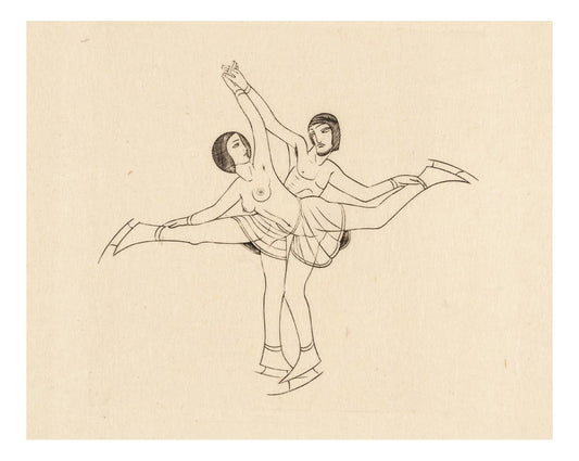 Skaters, 1926, vintage art by Eric Gill, 12x8"(A4) Poster Print