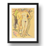 Ernst Ludwig Kirchner: Two Nudes in a Landscape, modernist artwork, A3 Size Reproduction Poster Print in 17x13" Black Frame