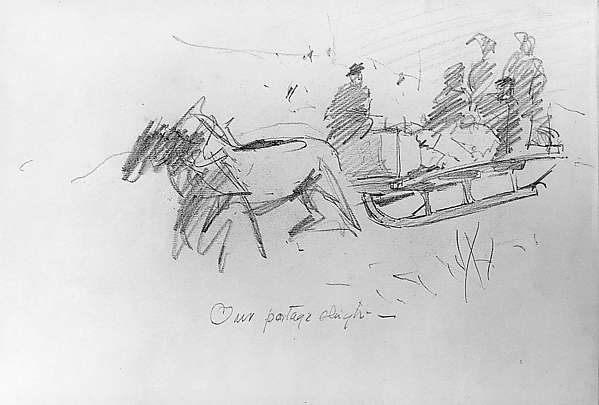 Frederic Remington:Sketch for The Portage Sleigh on a Lumber-16x12"(A3) Poster