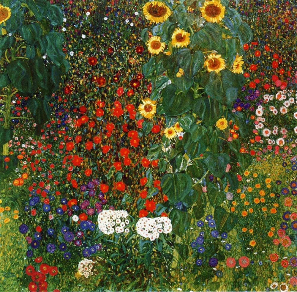 Farm Garden with Sunflowers - Gustav Klimt - circa 1907, 16x12" (A3) Poster Print