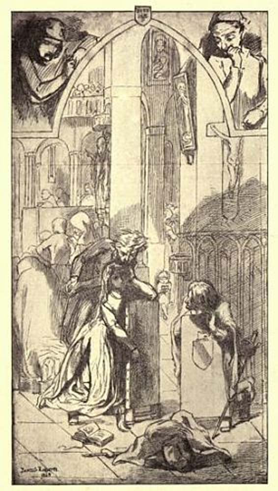 Faust - Gretchen&Mephistopheles,Church, , 1848 by Dante Gabriel Rossetti, English Pre-Raphaelite Painter