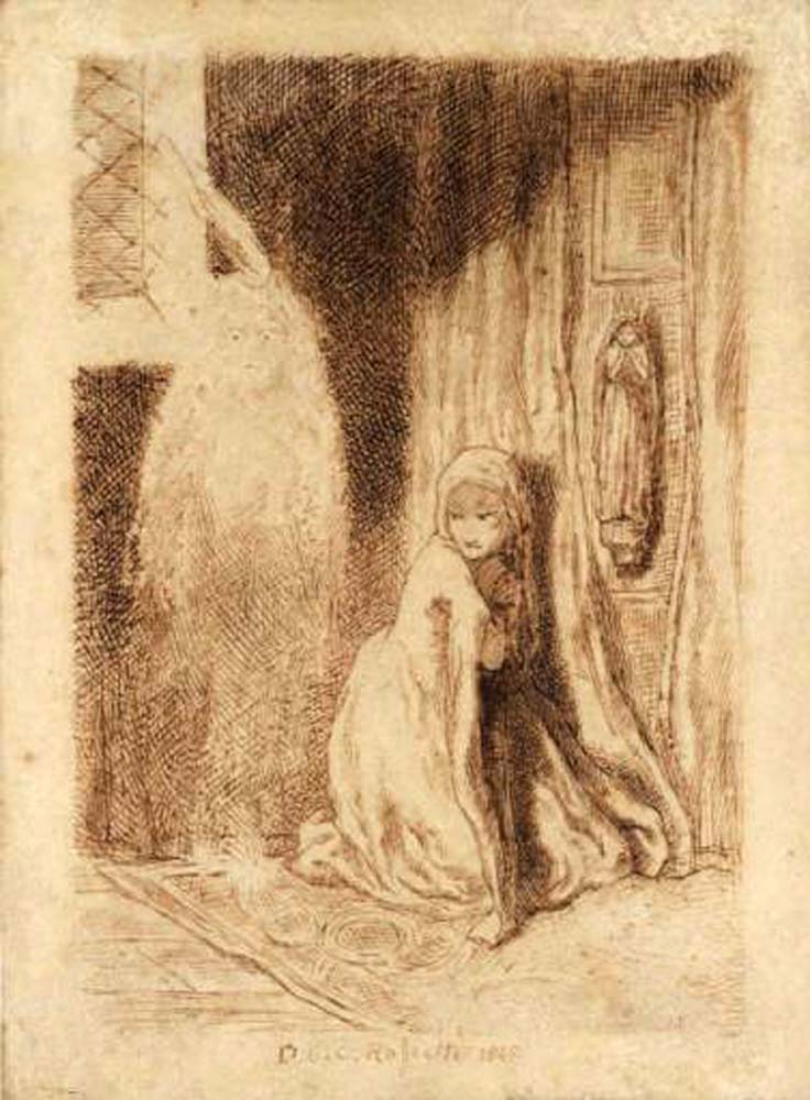 Faust - Margaret in the Church, 1848 by Dante Gabriel Rossetti, English Pre-Raphaelite Painter,16x12"(A3) Poster Print