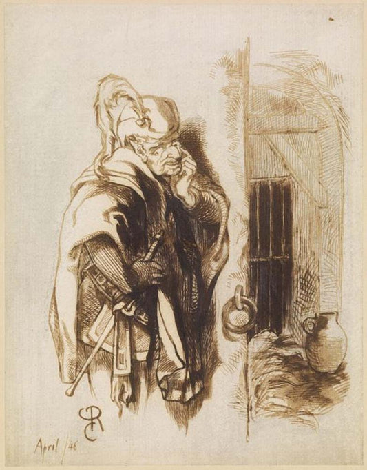 Faust - Mephistopheles Gretchen's Cell. 1846 by Dante Gabriel Rossetti, English Pre-Raphaelite Painter