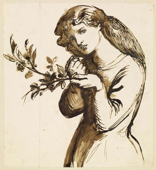 Female - a Girl eating Cherries, ca1870 by Dante Gabriel Rossetti, English Pre-Raphaelite Painter,16x12"(A3) Poster Print