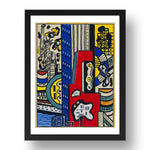 Fernand Leger: Study for Cinematic Mural, Study III, modernist artwork, A3 Size Reproduction Poster Print in 17x13" Black Frame