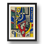 Fernand Leger: Study for Cinematic Mural, Study VII, modernist artwork, A3 Size Reproduction Poster Print in 17x13" Black Frame