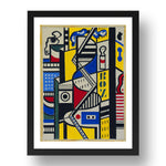 Fernand Leger: Study for Cinematic Mural, Study VI, modernist artwork, A3 Size Reproduction Poster Print in 17x13" Black Frame