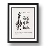 Fernando Bryce: South of the Border, modernist artwork, A3 Size Reproduction Poster Print in 17x13" Black Frame