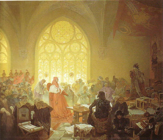 First Hussite King vintage artwork by Alphonse Mucha, 16x12" (A3 size) poster print