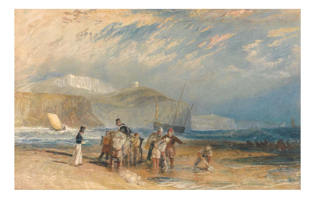 Folkestone Harbour and Coast to Dover, 1829 by John Mallord William Turner RA, 12x8"(A4) Poster