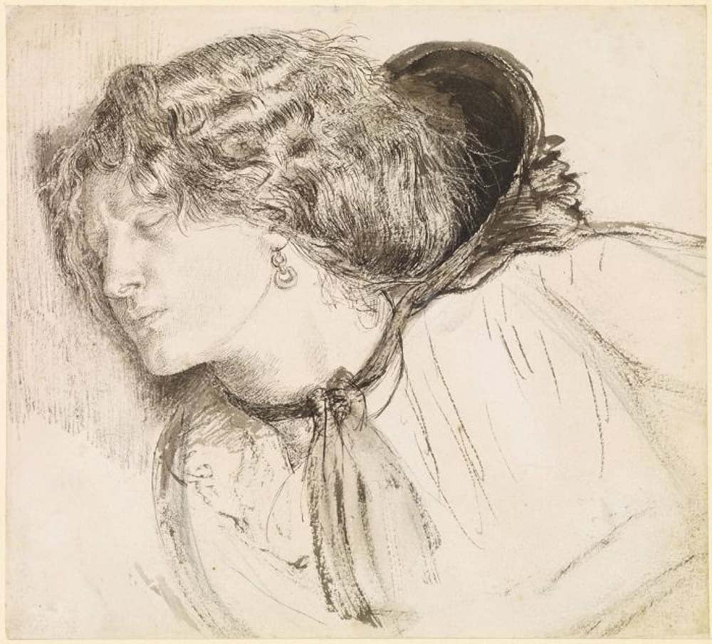 Found -  for the Head of the Girl, 1859-61 by Dante Gabriel Rossetti, English Pre-Raphaelite Painter,12x8"(A4) Poster Print