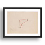 Fred Sandback: Shadow defining piece on stairs, modernist artwork, A3 Size Reproduction Poster Print in 17x13" Black Frame