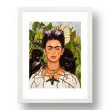 Frida Kahlo - Self Portrait with Thorn Neckace, Hummingbird Cat & Monkey