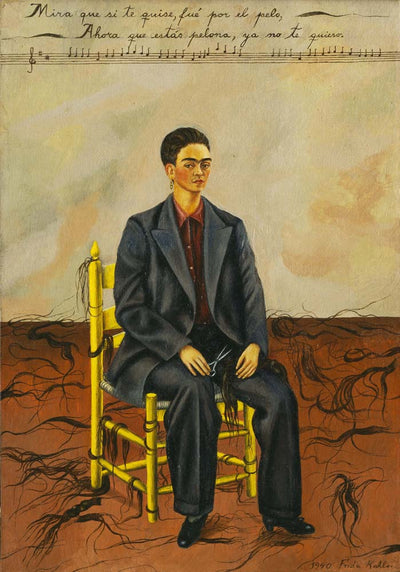 Frida Kahlo - Self-Portrait with Cropped Hair, vintage art, modern poster print