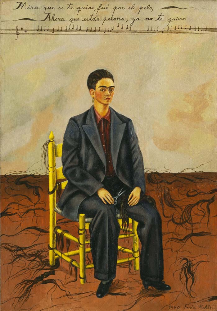 Frida Kahlo - Self-Portrait with Cropped Hair, vintage art, modern poster print