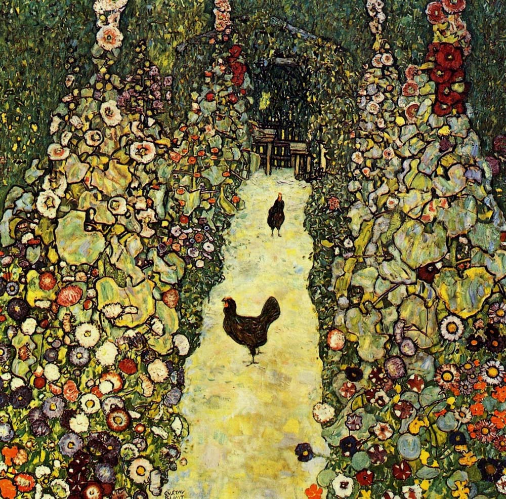 Garden with Roosters - Gustav Klimt - 1917, 16x12" (A3) Poster Print