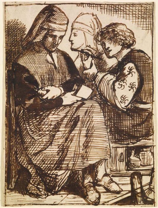 Giotto Dante - Composition,1852 by Dante Gabriel Rossetti, English Pre-Raphaelite Painter,12x8"(A4) Poster Print