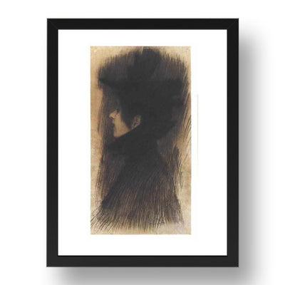 Girl with hat and cape in profile Date unknown by Gustav Klimt, 17x13" Frame