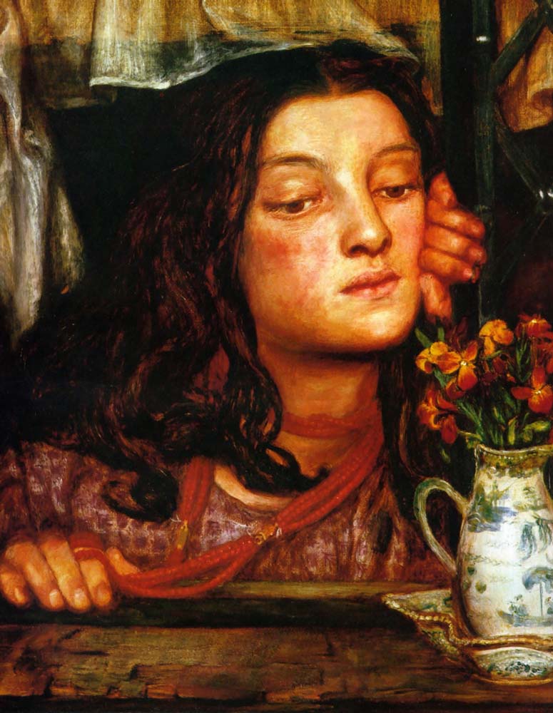 Girl at a Lattice, 1862 by Dante Gabriel Rossetti, pre-Raphaelite artist, 12x8" (A4) Poster