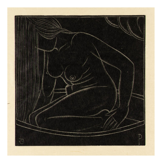 Girl in Bath 1923, vintage art by Eric Gill, 12x8"(A4) Poster Print