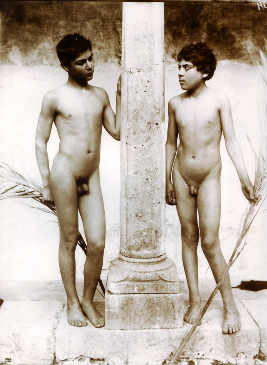 Classic 19th century Italy male nudes image by Wilhelm von Gloeden, 16x12"(A3) Poster