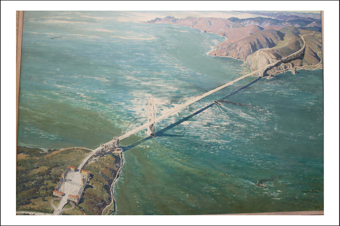 Golden Gate Bridge Conceptual Painting 1931 by Maynard Dixon, Classic American Western Art, 16x12