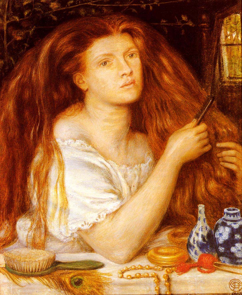 Golden Tresses, 1865 by Dante Gabriel Rossetti, pre-Raphaelite artist, 12x8" (A4) Poster