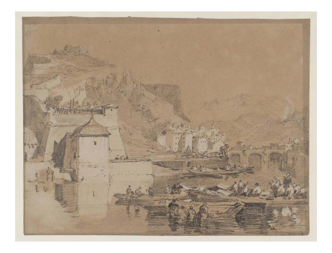 Grenoble from the River Isere, the Citadel to the left and the Old Bridge to the the right, 1802 by John Mallord William Turner RA