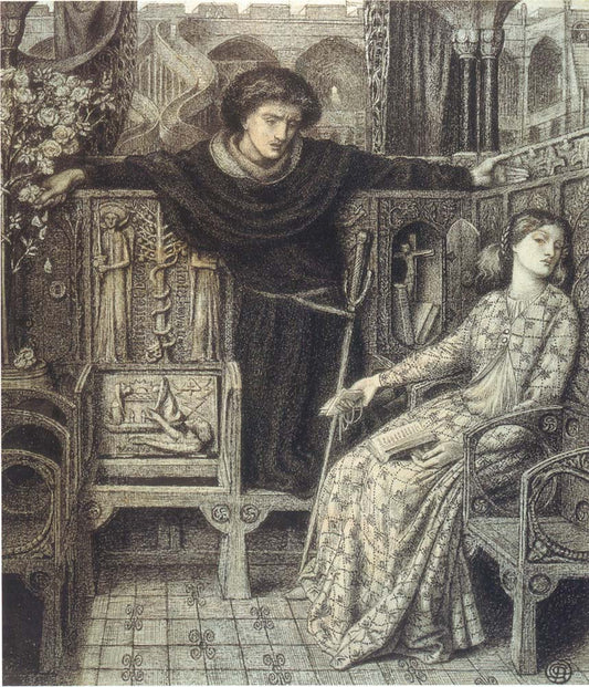 Hamlet&Ophelia, 1858 by Dante Gabriel Rossetti, English Pre-Raphaelite Painter,16x12"(A3) Poster Print