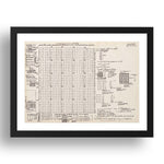 Hanne Darboven: Construction Drawing, modernist artwork, A3 Size Reproduction Poster Print in 17x13" Black Frame