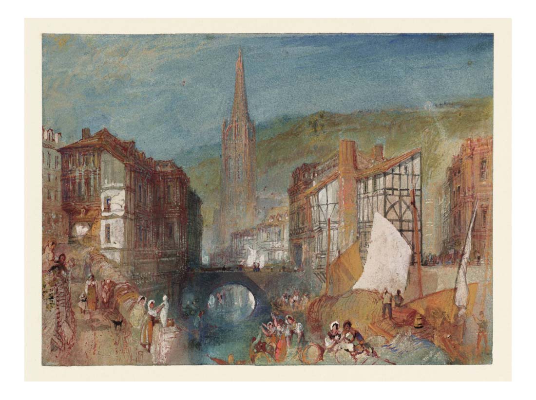 Harfleur, The Church of St-Martin Seen from the Banks of the River Lezarde, 1832 by John Mallord William Turner RA, 12x8"(A4) Poster
