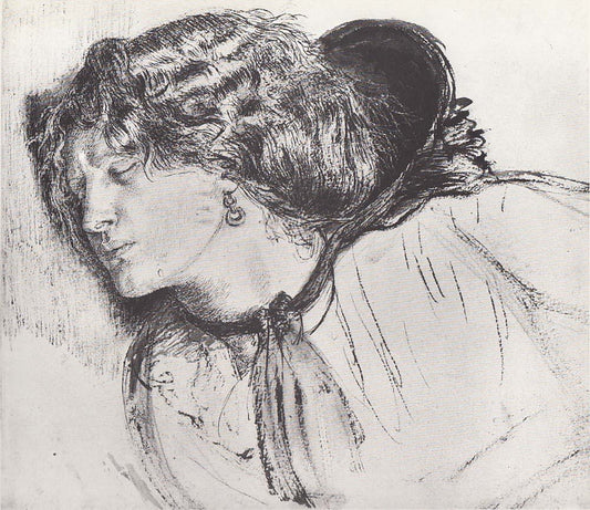Head  for Found (Fanny Cornforth), 1858 by Dante Gabriel Rossetti, English Pre-Raphaelite Painter,12x8"(A4) Poster Print
