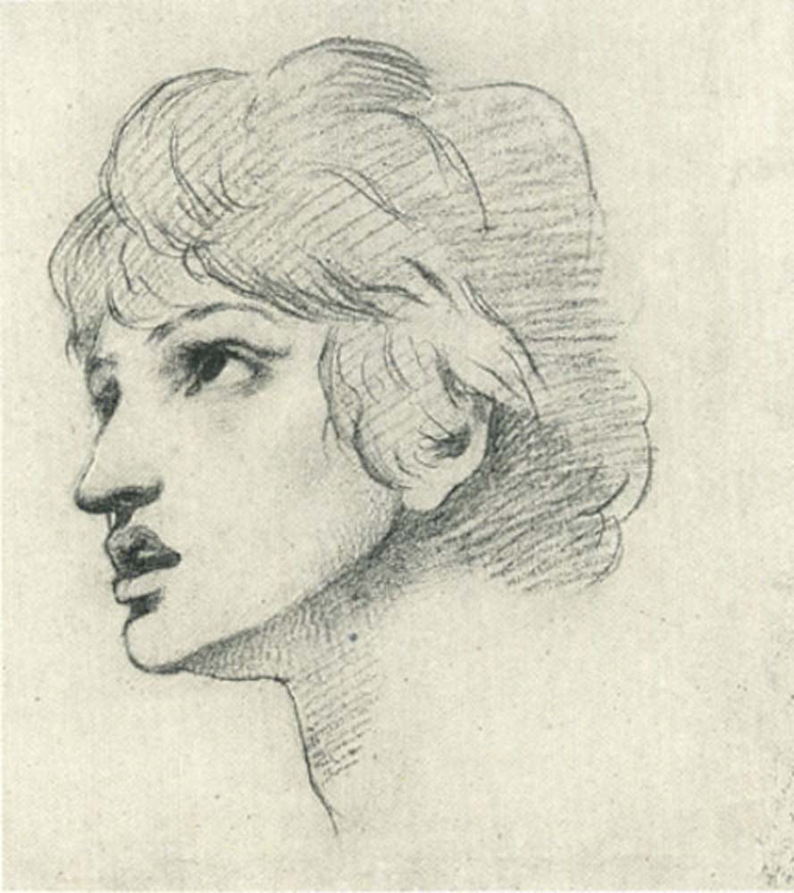 Head of a Youth by Dante Gabriel Rossetti, English Pre-Raphaelite Painter,12x8"(A4) Poster Print