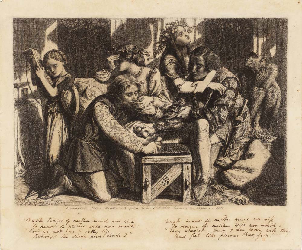 Hesterna Rosa, 1853 by Dante Gabriel Rossetti, English Pre-Raphaelite Painter,16x12"(A3) Poster Print