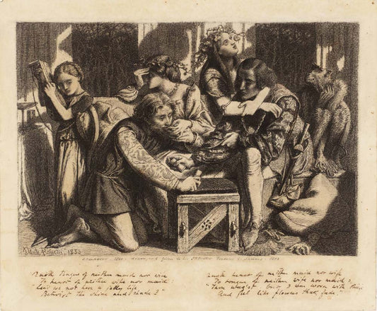 Hesterna Rosa, 1853 by Dante Gabriel Rossetti, English Pre-Raphaelite Painter,16x12"(A3) Poster Print