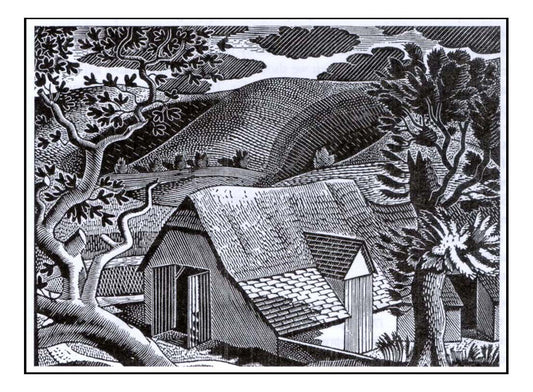 House and Field by Eric Ravilious - A4 Poster