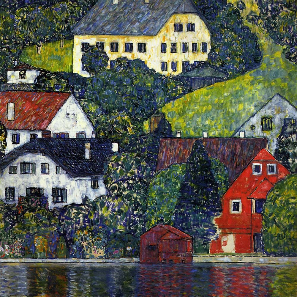 Houses at Unterach on the Attersee - Gustav Klimt - circa 1916, 16x12" (A3) Poster Print